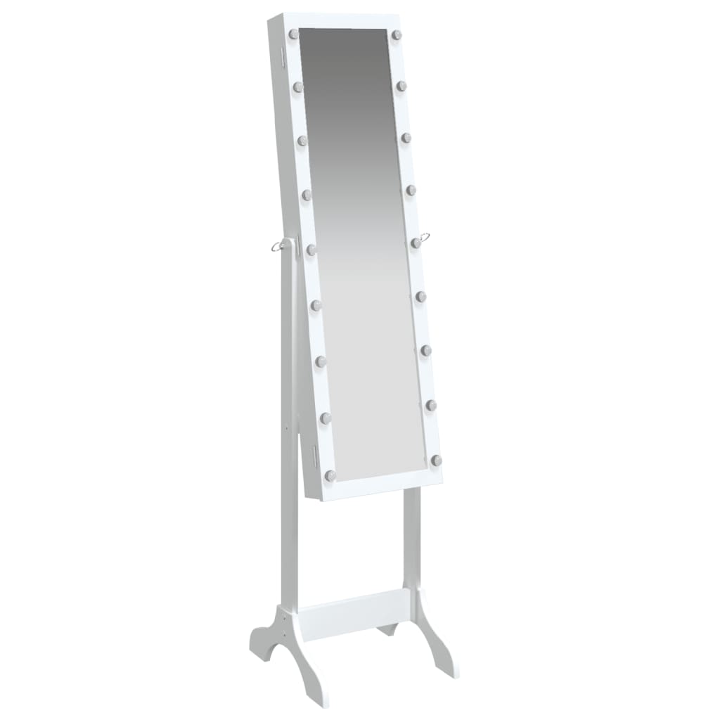 Frittstående speil med LED hvit 34x37x146 cm