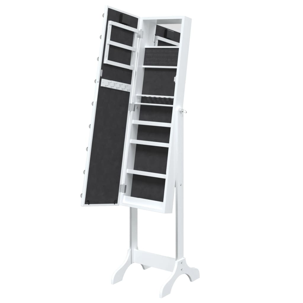 Frittstående speil med LED hvit 34x37x146 cm