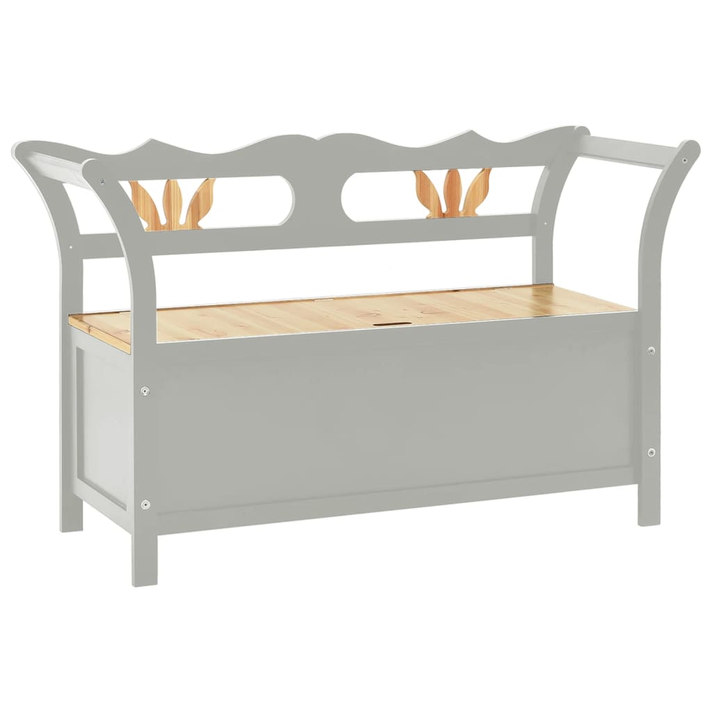 Benk grå 107x45x75,5 cm heltre gran
