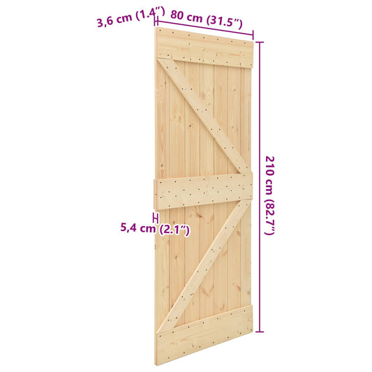 Dør NARVIK Naturlig 80 x 210 cm Massiv Furu Tre