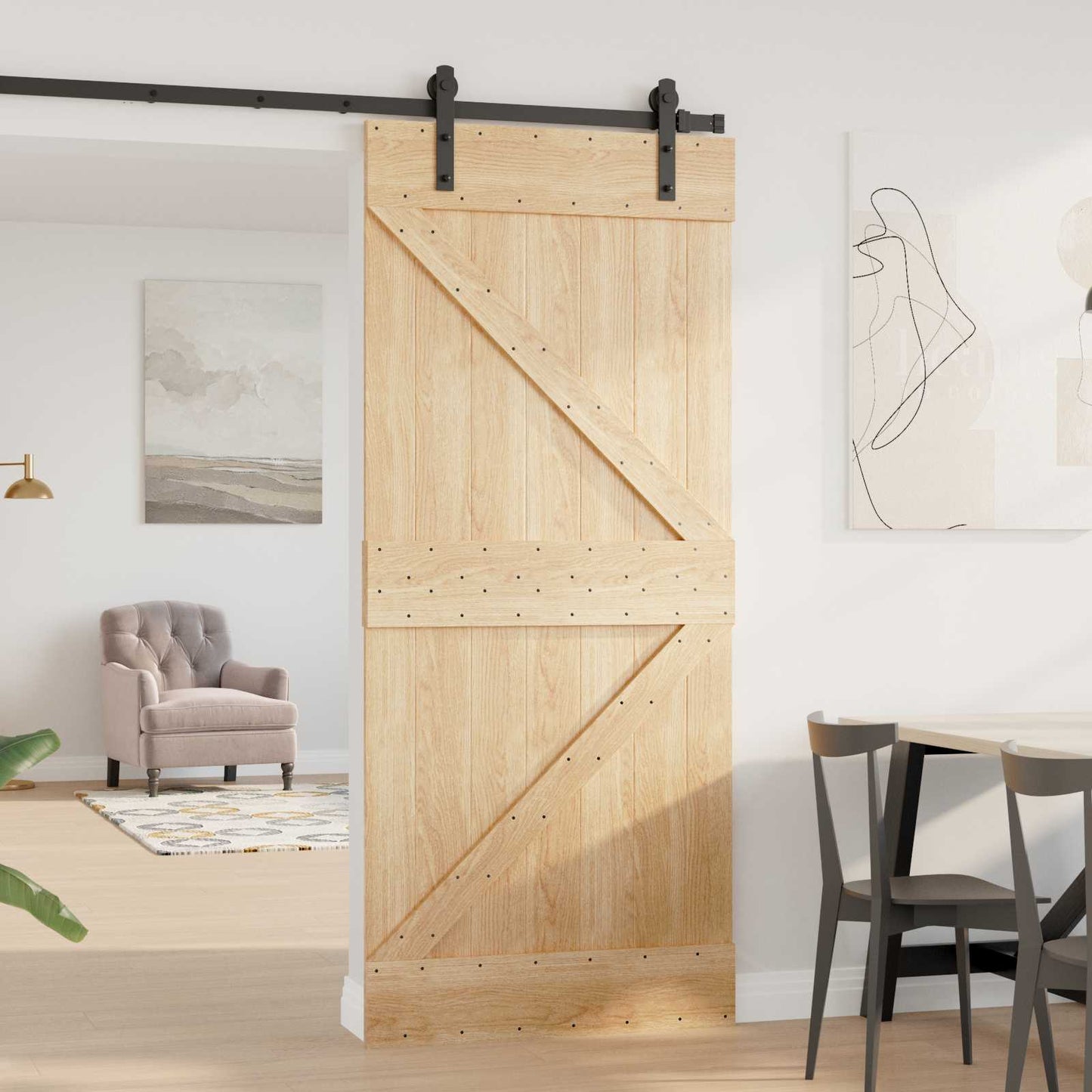Dør NARVIK Naturlig 90 x 210 cm Massiv Furu Tre