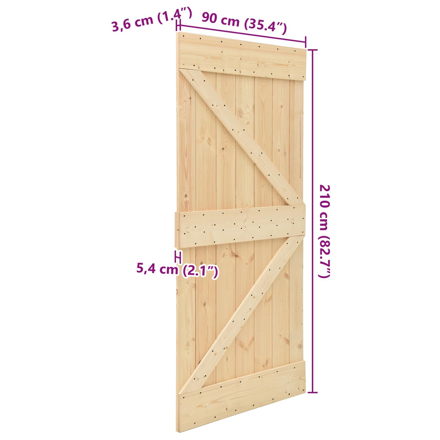 Dør NARVIK Naturlig 90 x 210 cm Massiv Furu Tre