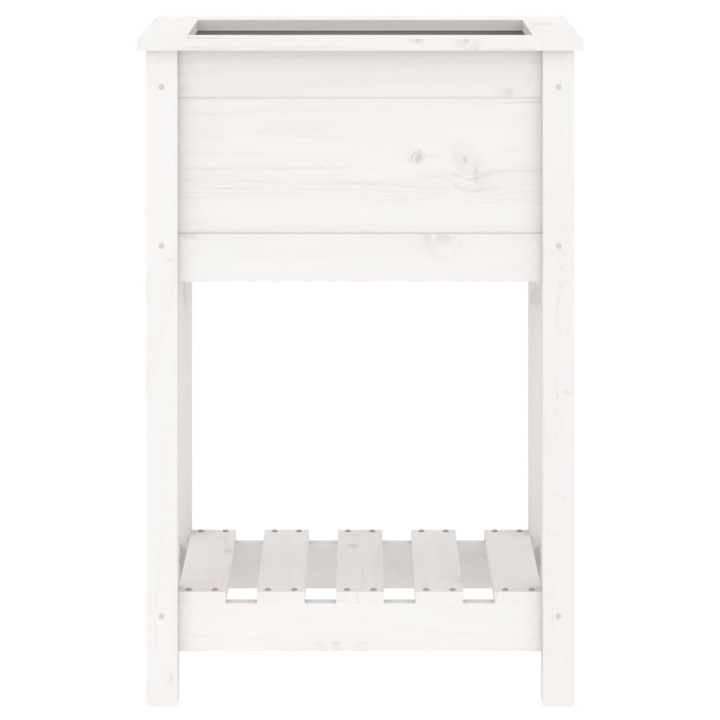Plantekasse med hylle hvid 54x34,5x81 cm heltre furu