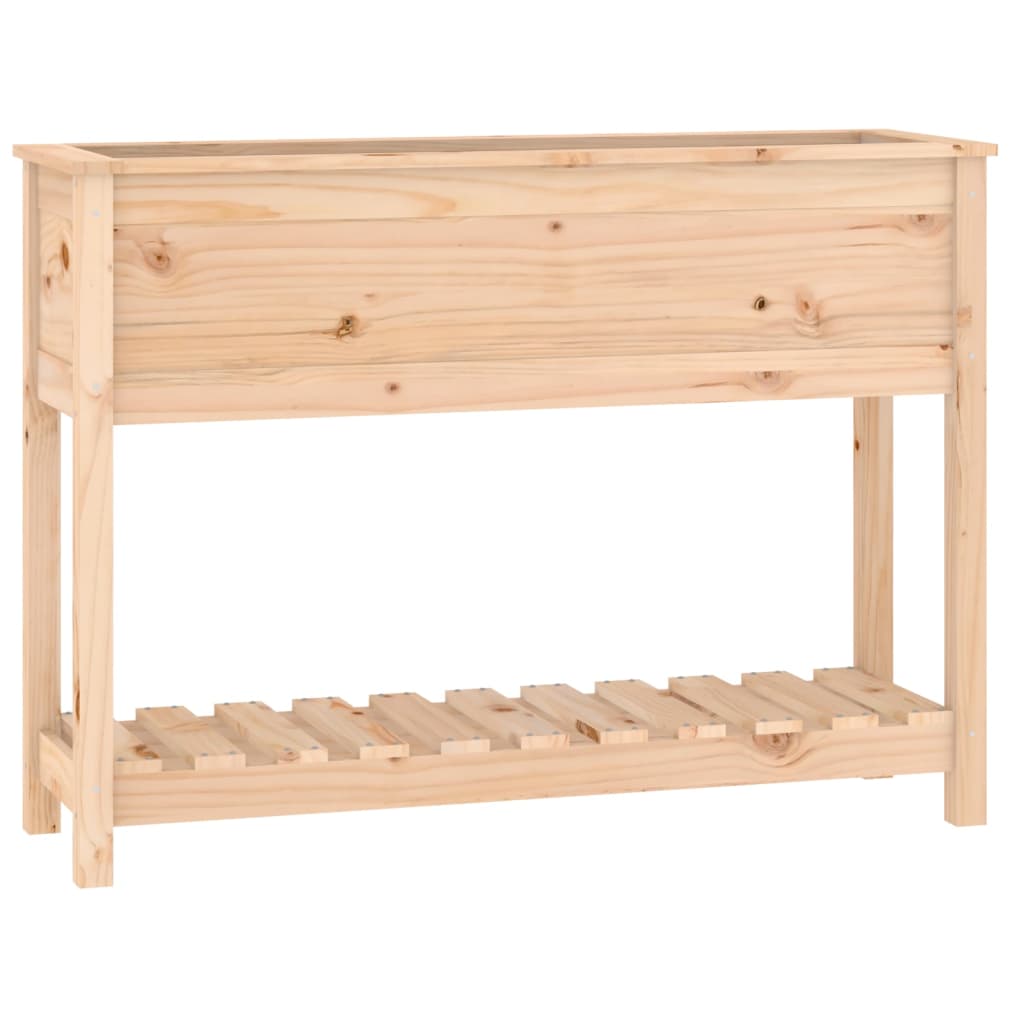 Plantekasse med hylle 111,5x34,5x81 cm heltre furu