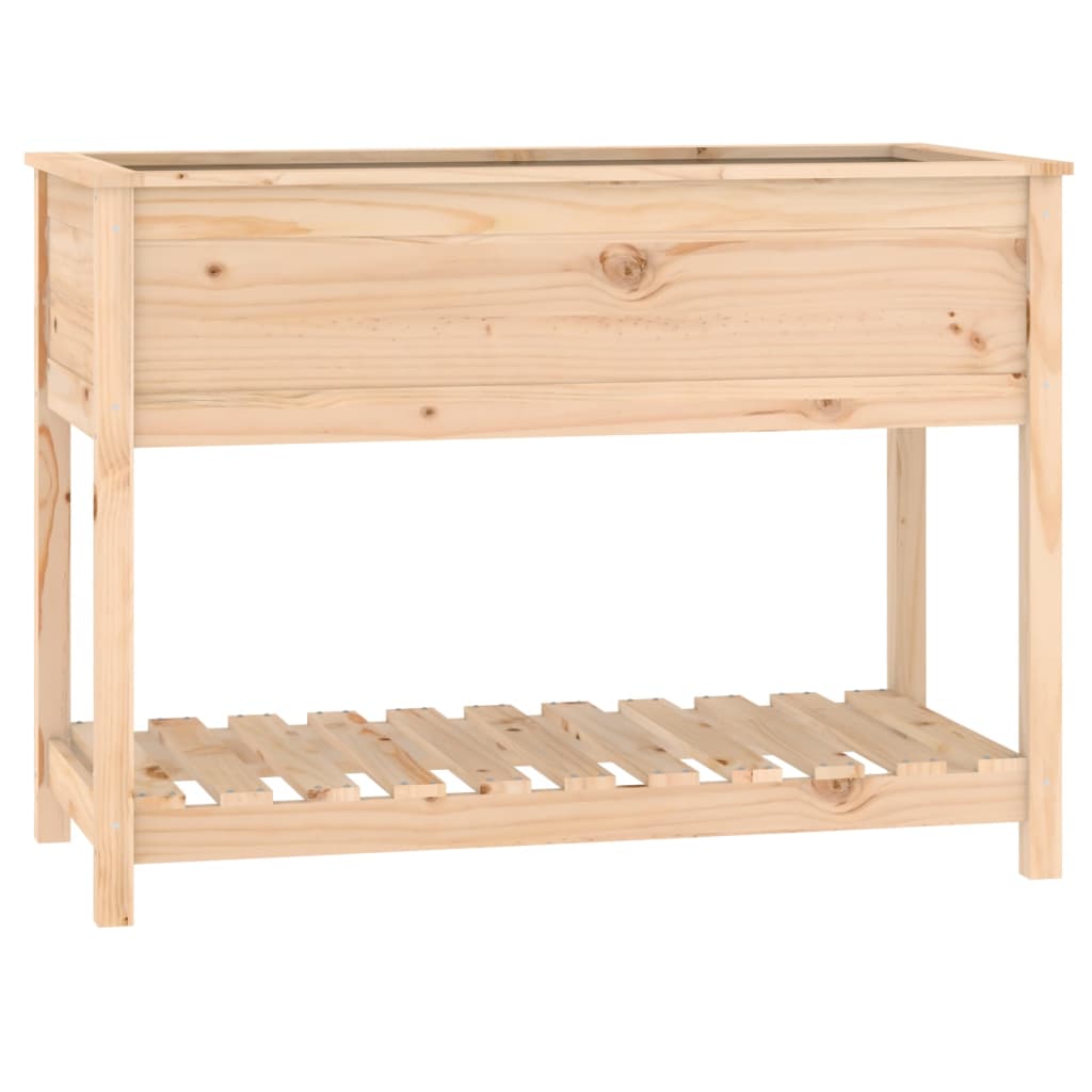 Plantekasse med hylle 111,5x54x81 cm heltre furu