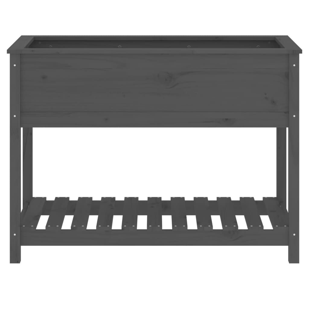 Plantekasse med hylle svart 111,5x54x81 cm heltre furu