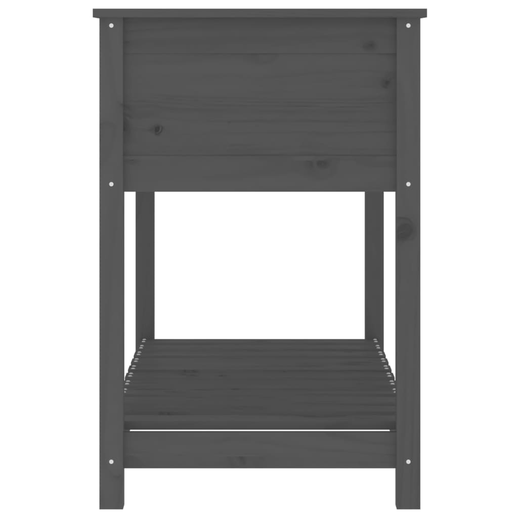 Plantekasse med hylle svart 111,5x54x81 cm heltre furu