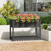 Plantekasse med hylle svart 111,5x54x81 cm heltre furu