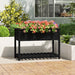 Plantekasse med hylle svart 111,5x54x81 cm heltre furu