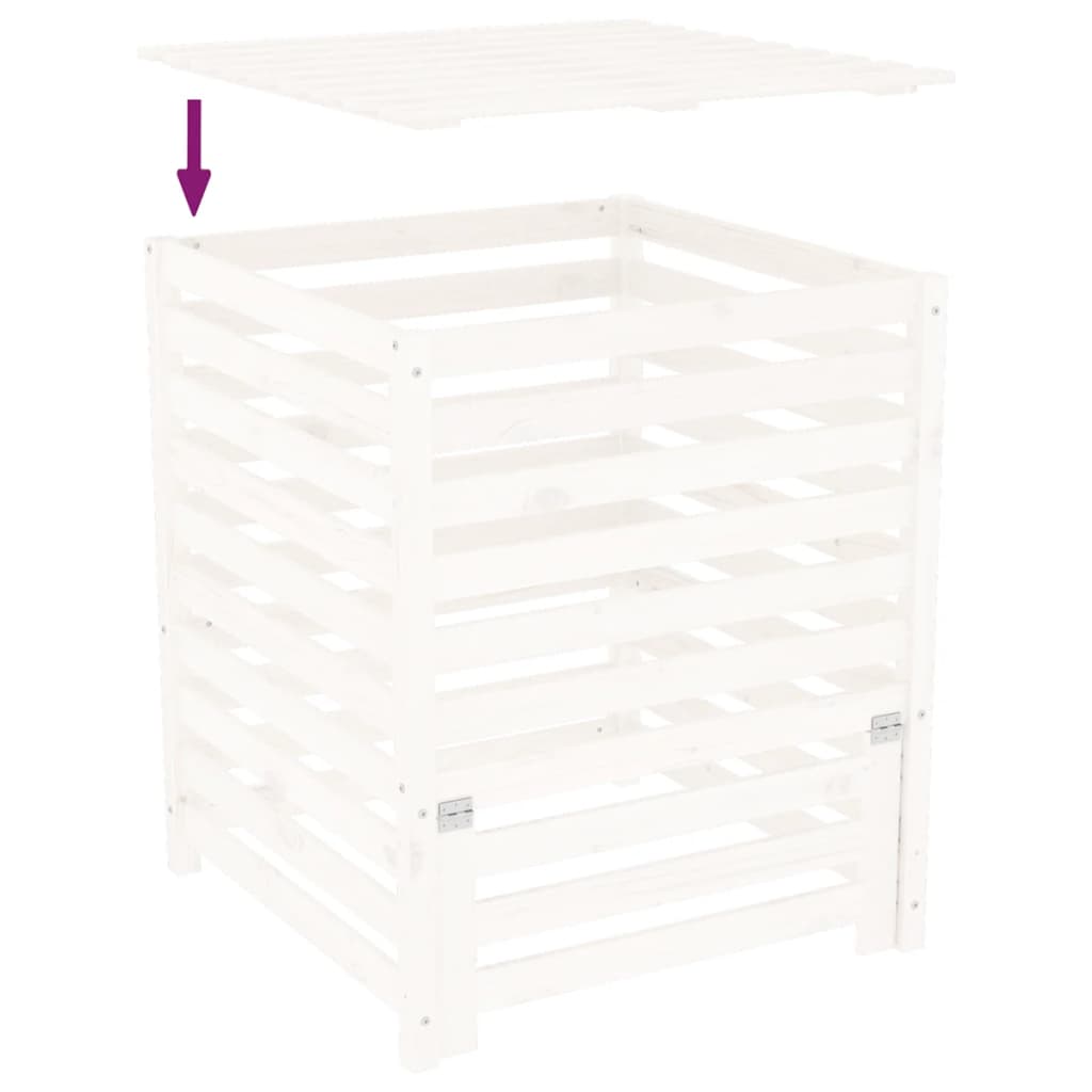Kompostkasse hvid 82,5x82,5x99,5 cm heltre furu