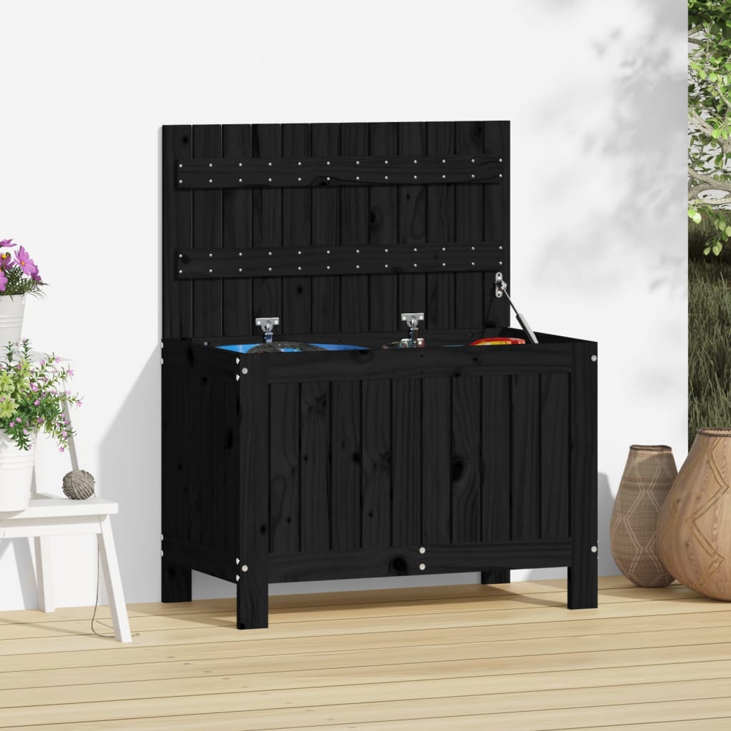 Putekasse svart 76x42,5x54 cm heltre furu