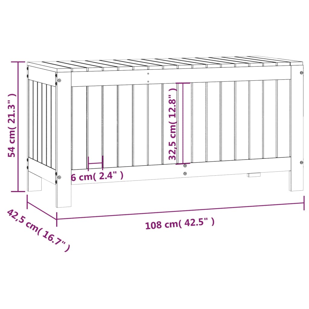 Putekasse hvid 108x42,5x54 cm heltre furu
