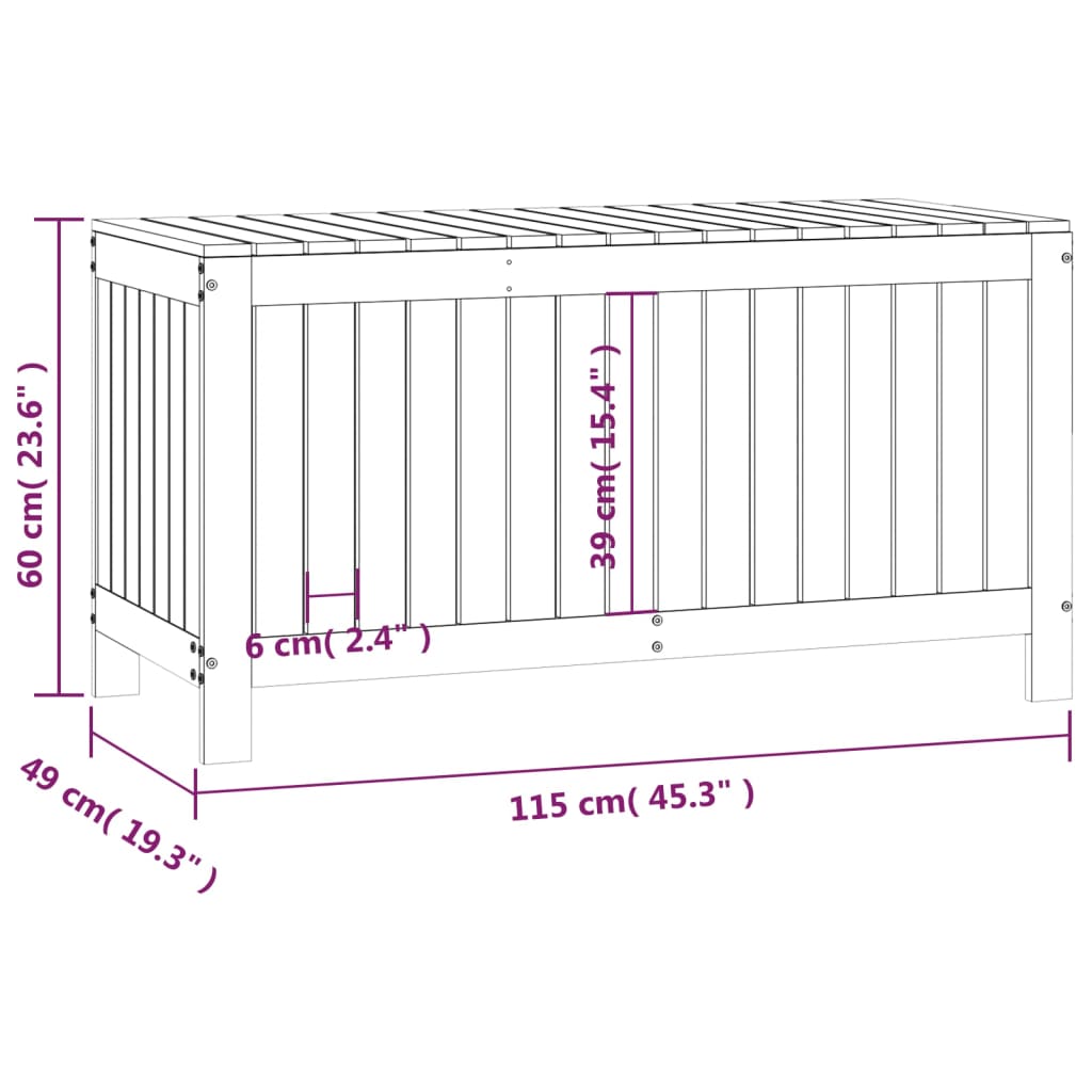 Putekasse 115x49x60 cm heltre furu