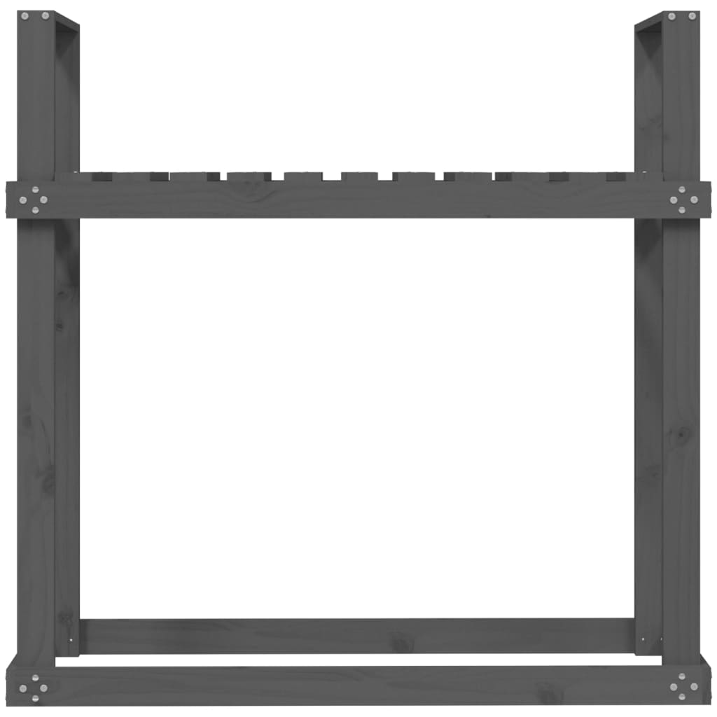 Vedstativ grå 110x35x108,5 cm heltre furu