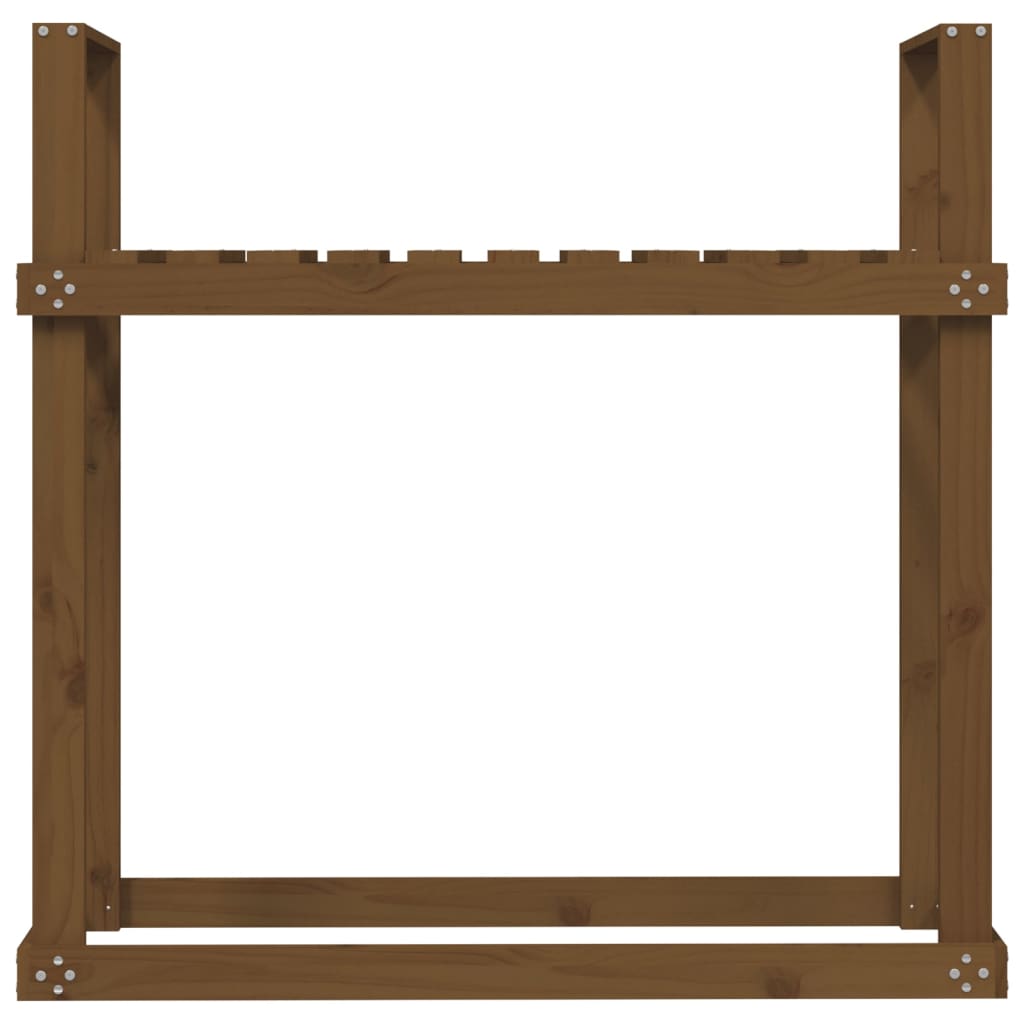 Vedstativ honningbrun 110x35x108,5 cm heltre furu