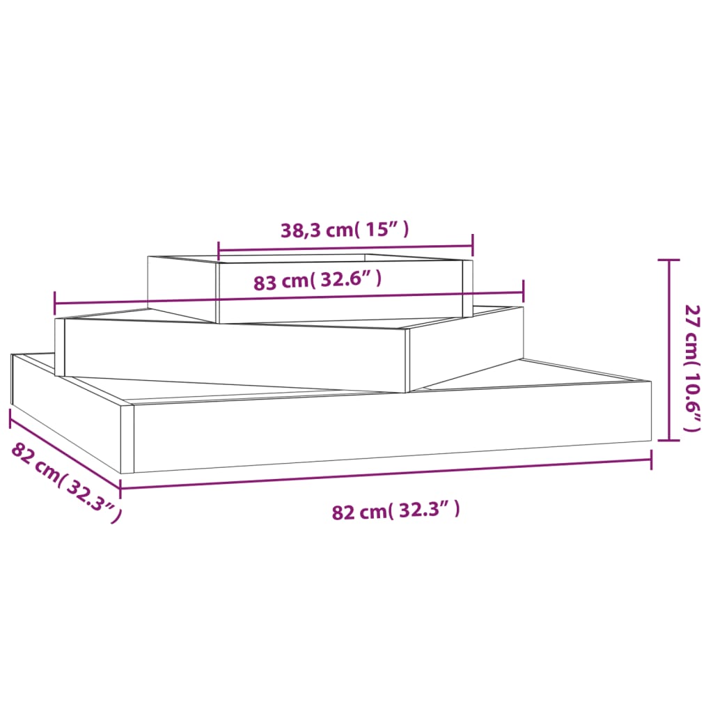 Plantekasse 83x83x27 cm heltre furu