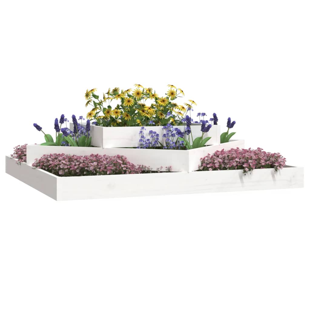 Plantekasse hvit 112x112x27 cm heltre furu