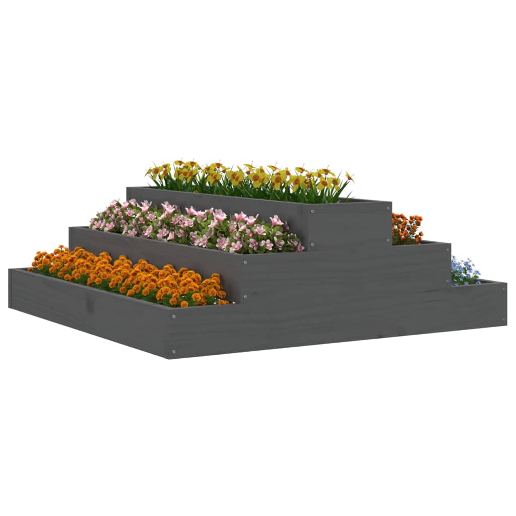 Plantekasse grå 80x80x27 cm heltre furu