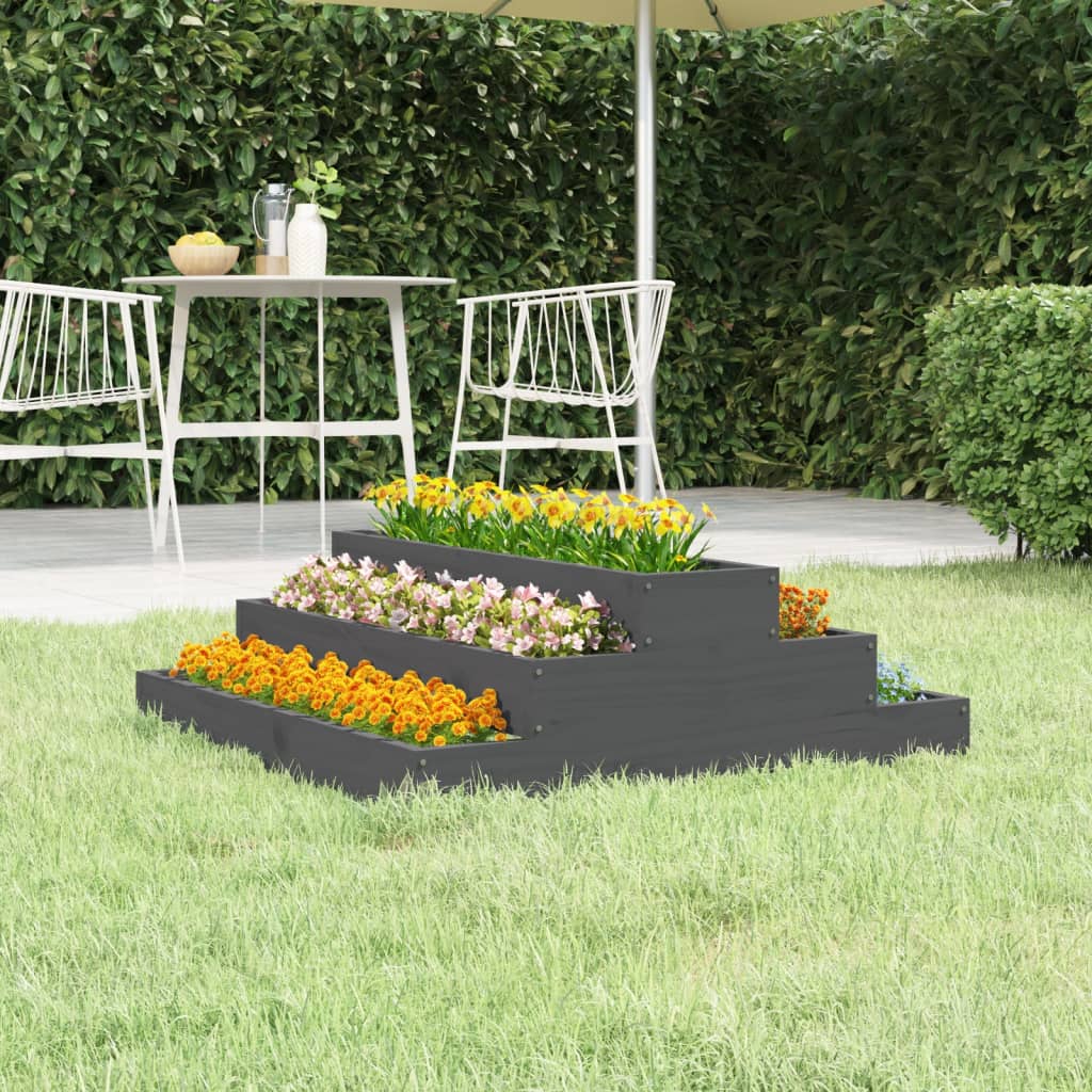 Plantekasse grå 80x80x27 cm heltre furu