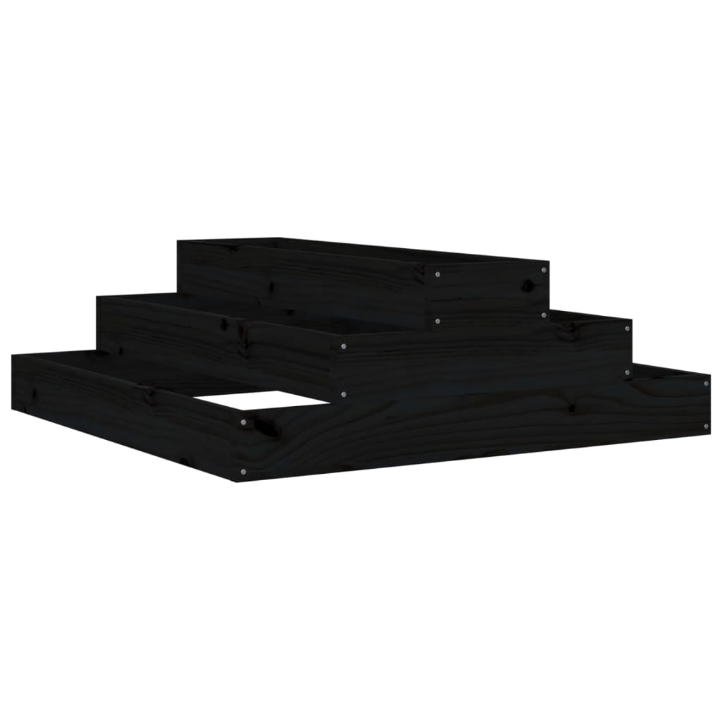 Plantekasse svart 80x80x27 cm heltre furu