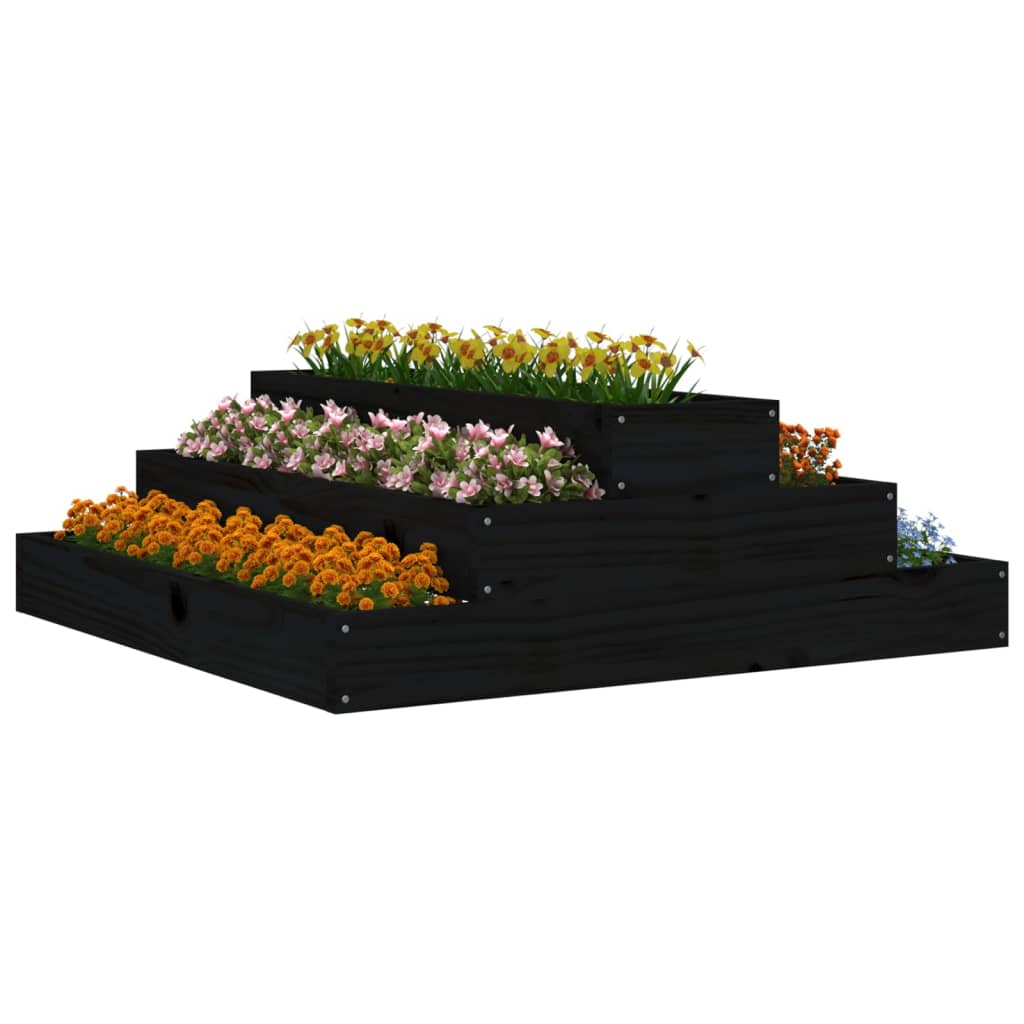 Plantekasse svart 80x80x27 cm heltre furu