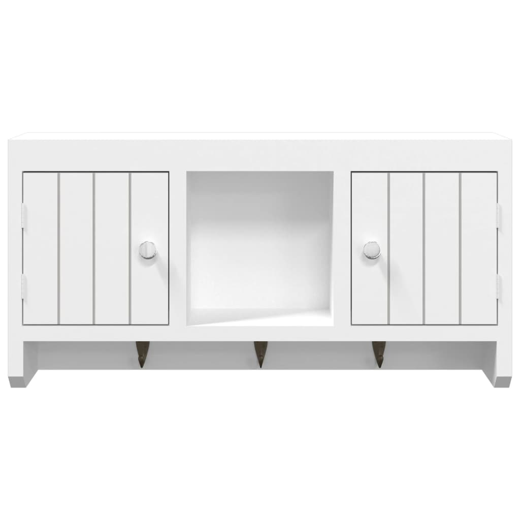 Nøkkelskap hvit 40x8,5x20 cm konstruert tre og stål