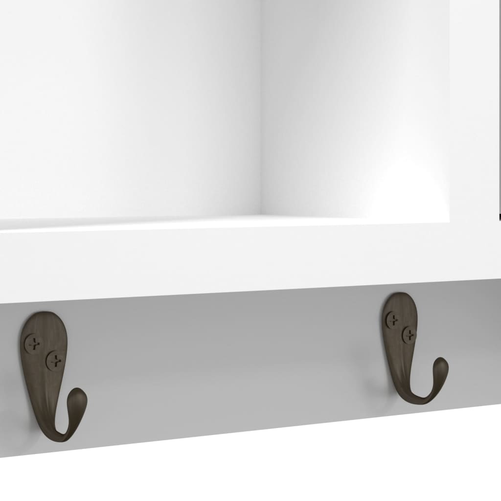 Nøkkelskap hvit 40x8,5x20 cm konstruert tre og stål