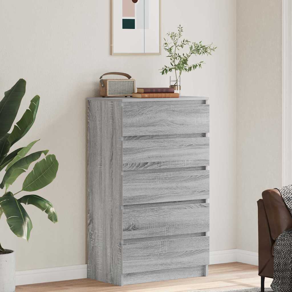 Kommode grå sonoma 60x36x103 cm konstruert tre