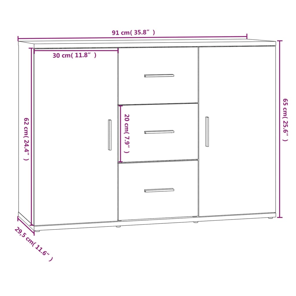 Skjenk betonggrå 91x29,5x65 cm konstruert tre