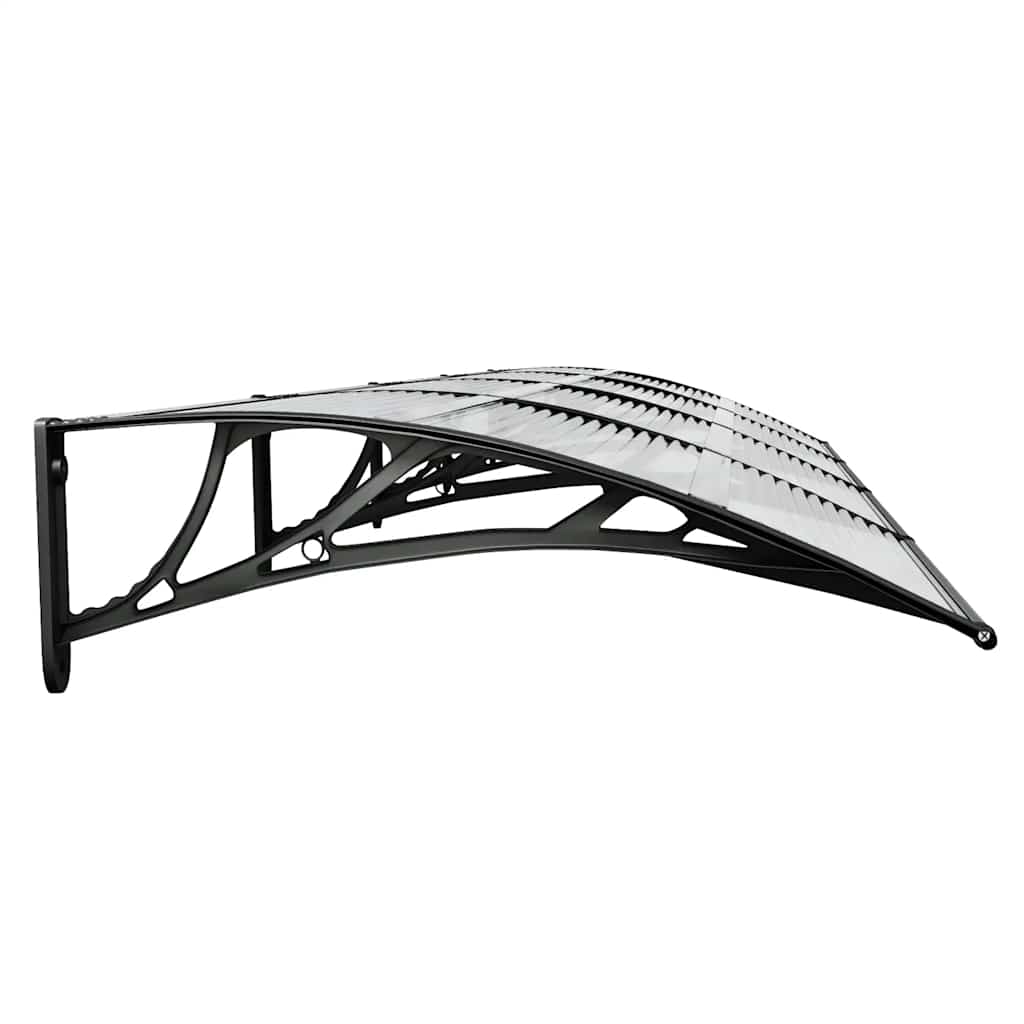 Skjermtak svart og gjennomsiktig 350x75 cm polykarbonat