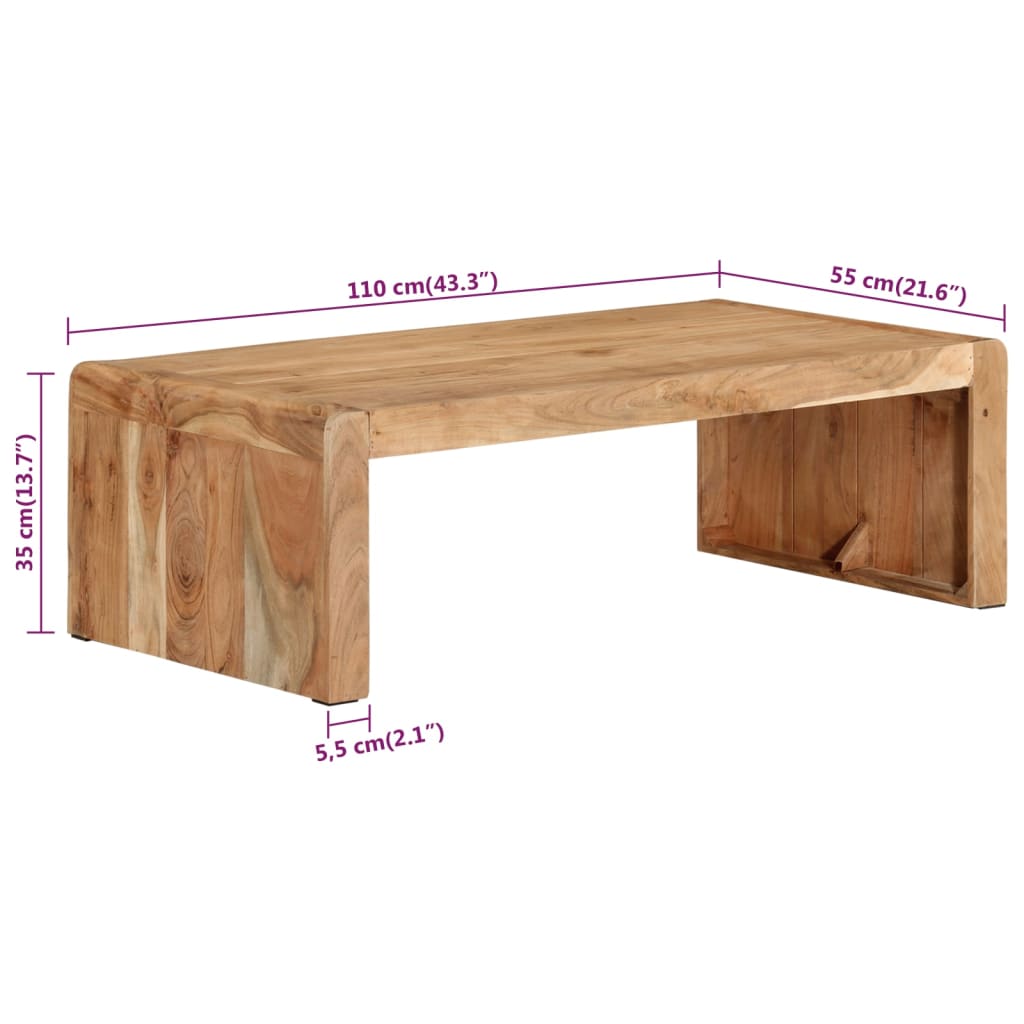 Salongbord 110x55x35 cm heltre akasie