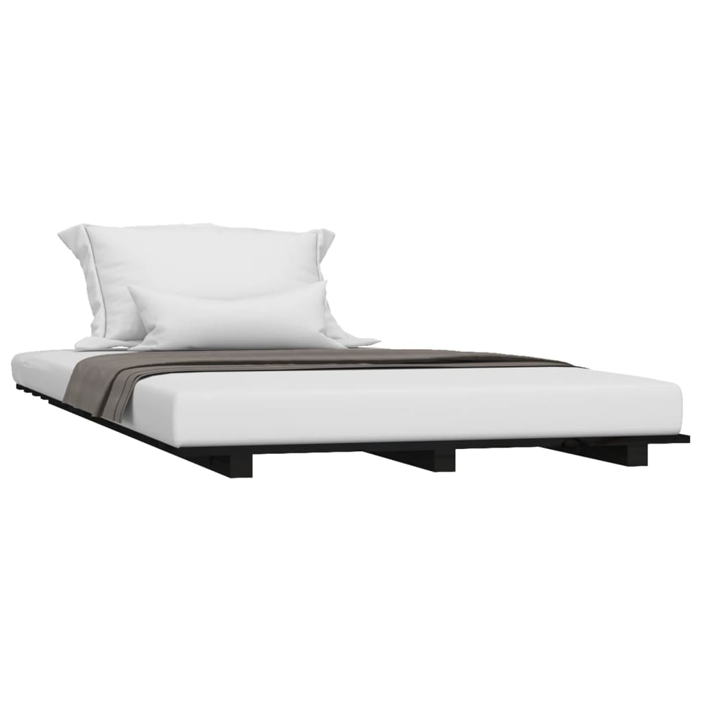 Sengeramme svart 75x190 cm heltre furu vidaXL