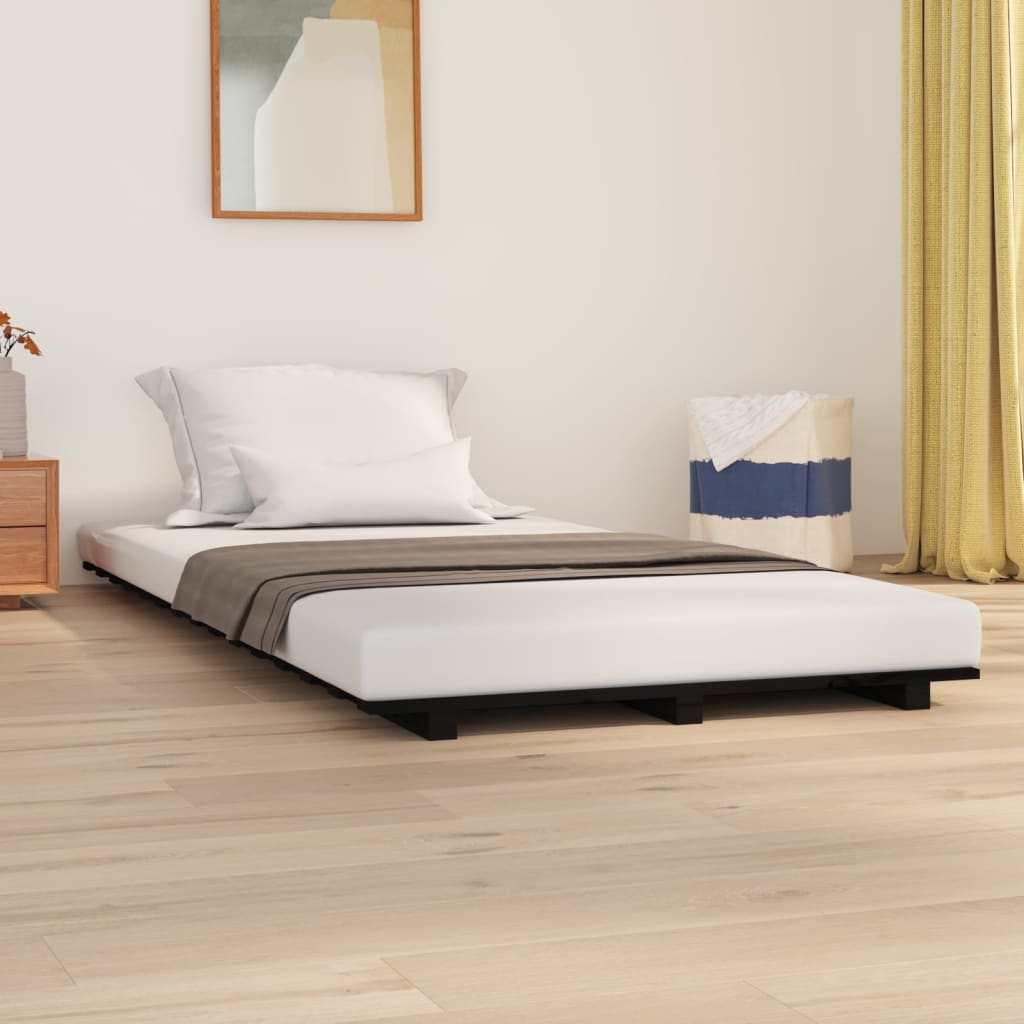 Sengeramme svart 75x190 cm heltre furu vidaXL