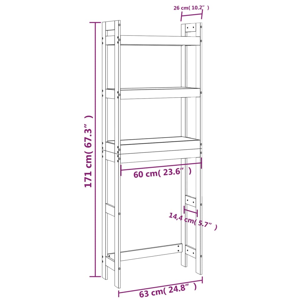 Baderomshylle 63x26x171 cm heltre furu