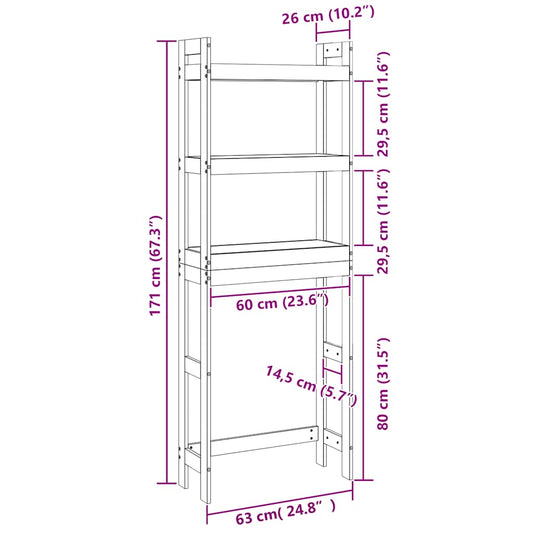 Baderomshylle 63x26x171 cm heltre furu