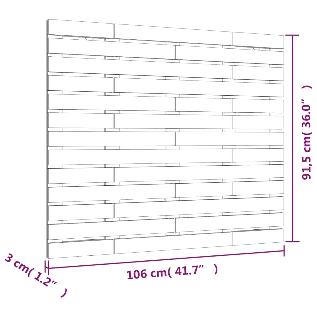 Veggmontert hodegavl 106x3x91,5 cm heltre furu vidaXL