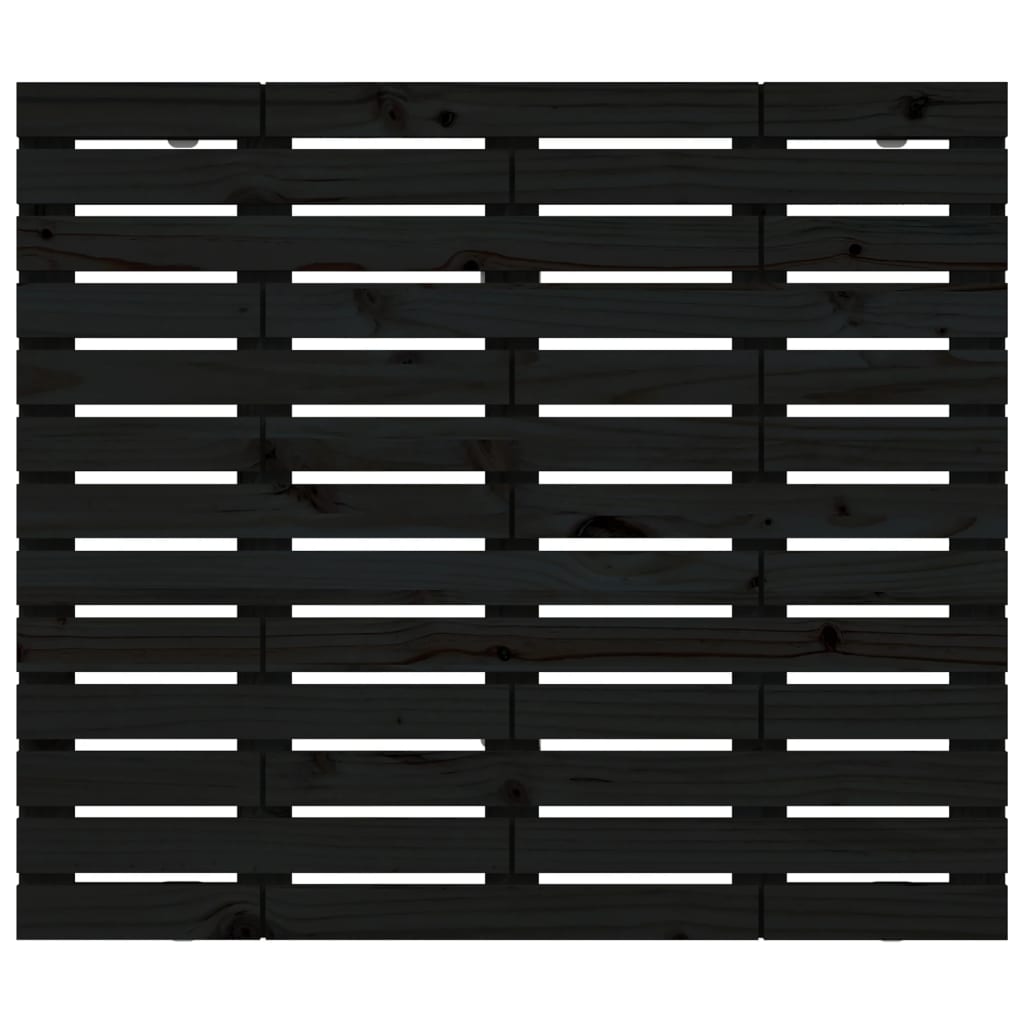 Veggmontert sengegavl svart 106x3x91,5 cm heltre furu