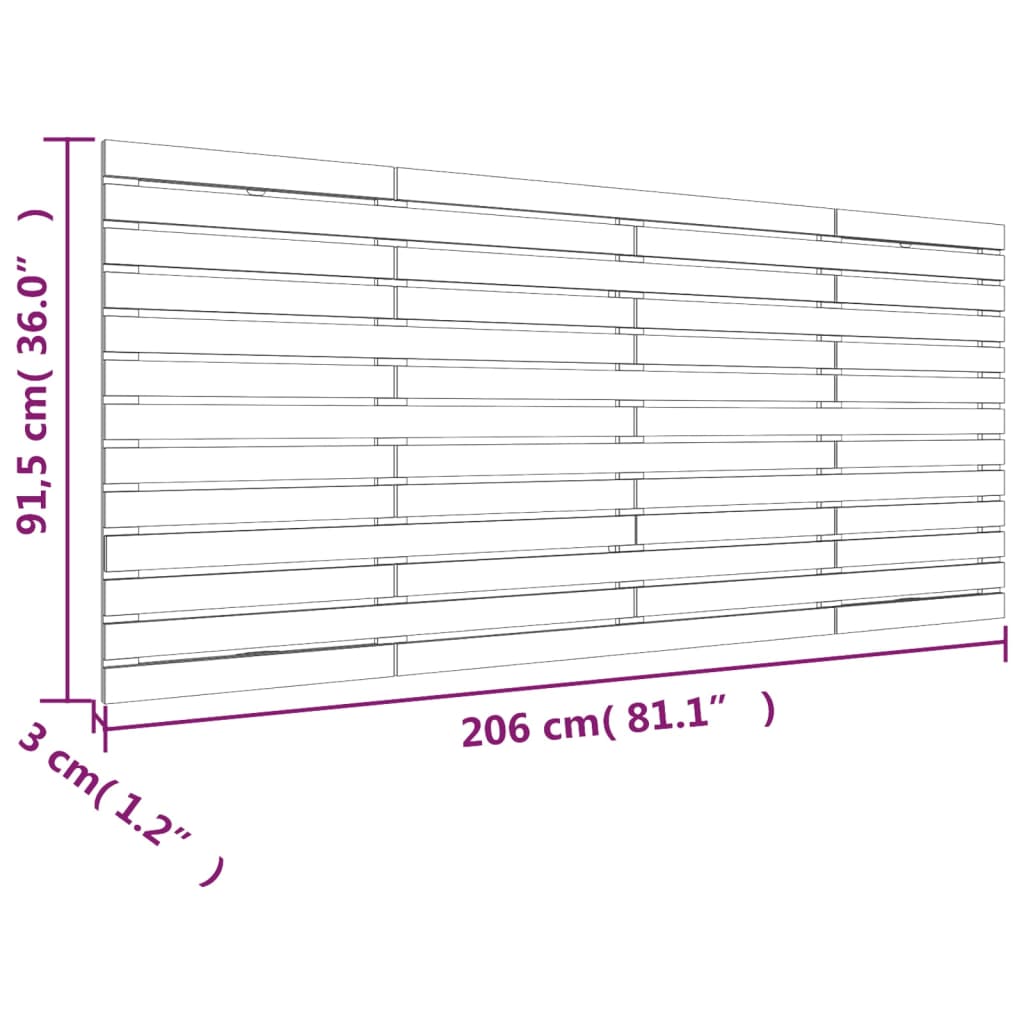 Veggmontert hodegavl 206x3x91,5 cm heltre furu
