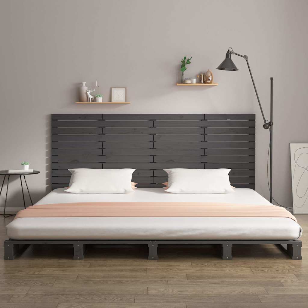 Veggmontert sengegavl grå 156x3x91,5 cm heltre furu vidaXL