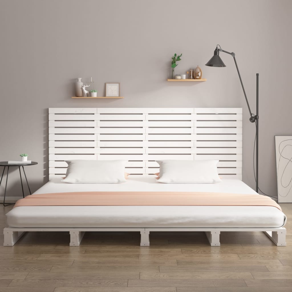 Veggmontert sengegavl hvit 166x3x91,5 cm heltre furu