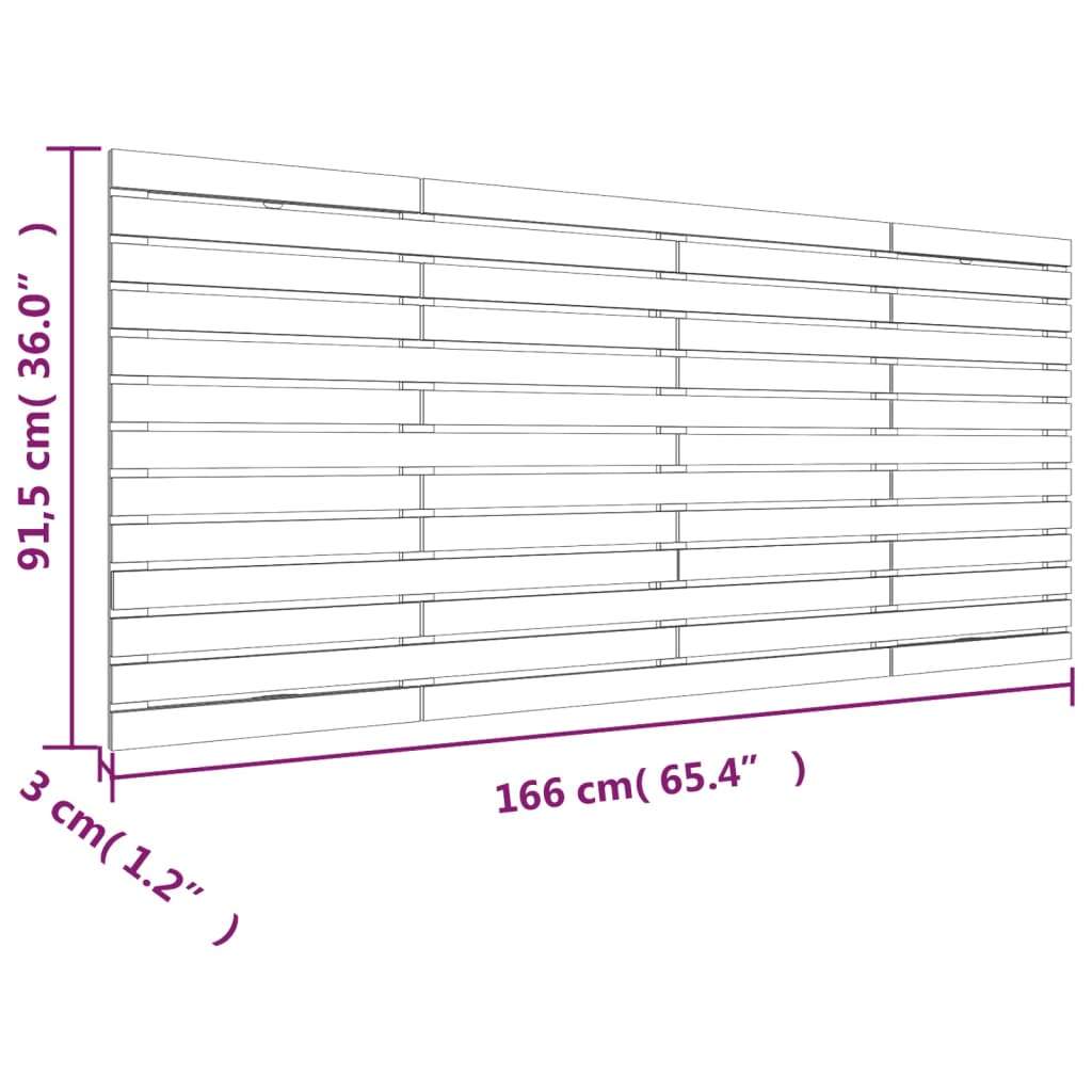 Veggmontert sengegavl hvit 166x3x91,5 cm heltre furu