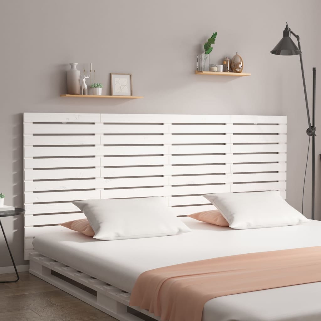 Veggmontert sengegavl hvit 166x3x91,5 cm heltre furu