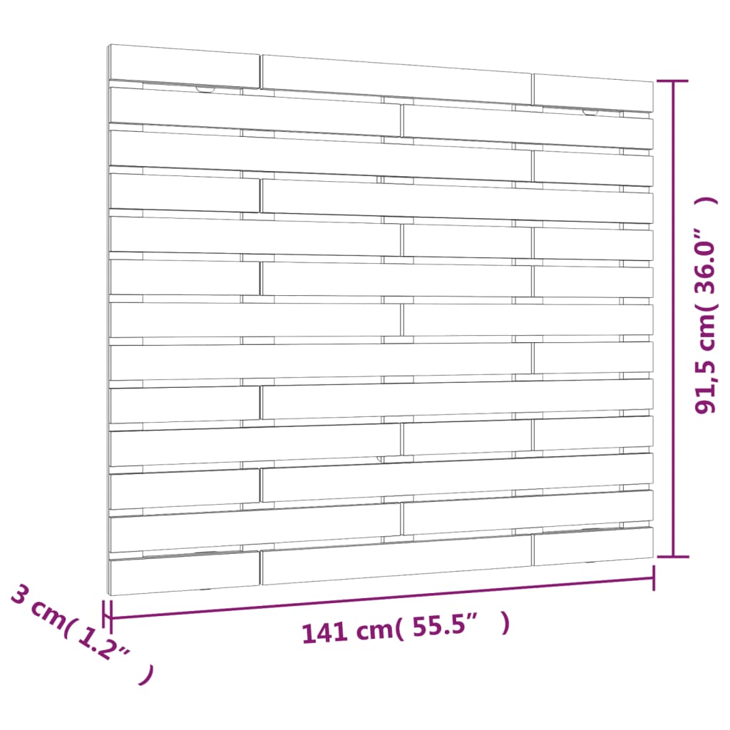 Veggmontert sengegavl hvit 141x3x91,5 cm heltre furu