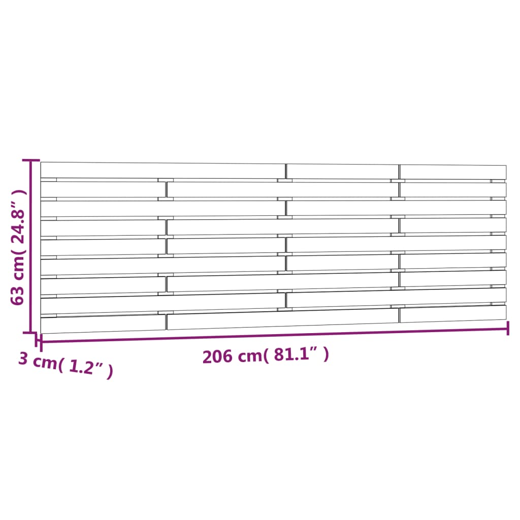 Veggmontert hodegavl 206x3x63 cm heltre furu