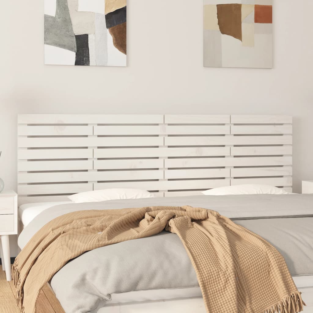 Veggmontert sengegavl hvit 206x3x63 cm heltre furu