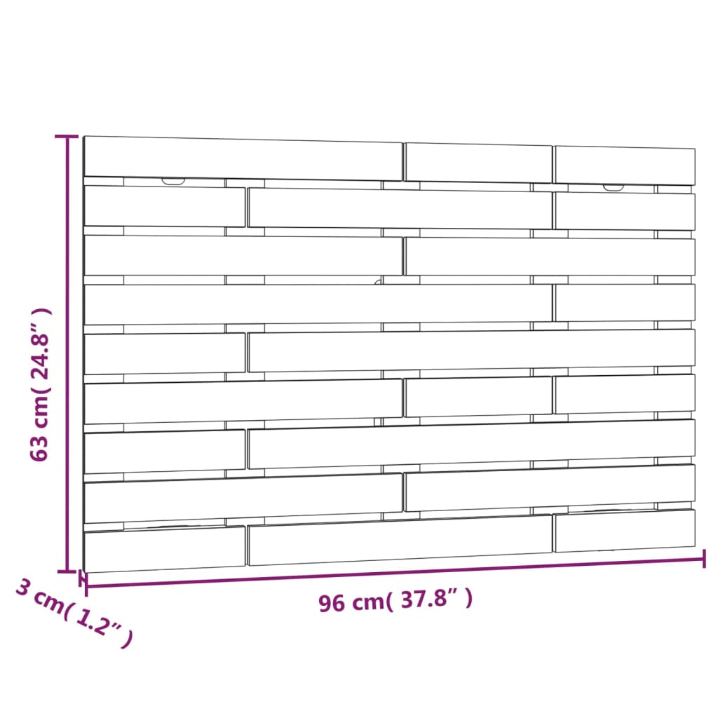 Veggmontert sengegavl hvit 96x3x63 cm heltre furu