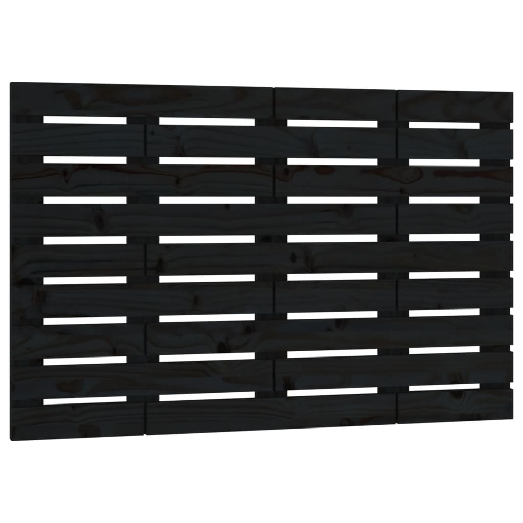 Veggmontert sengegavl svart 96x3x63 cm heltre furu