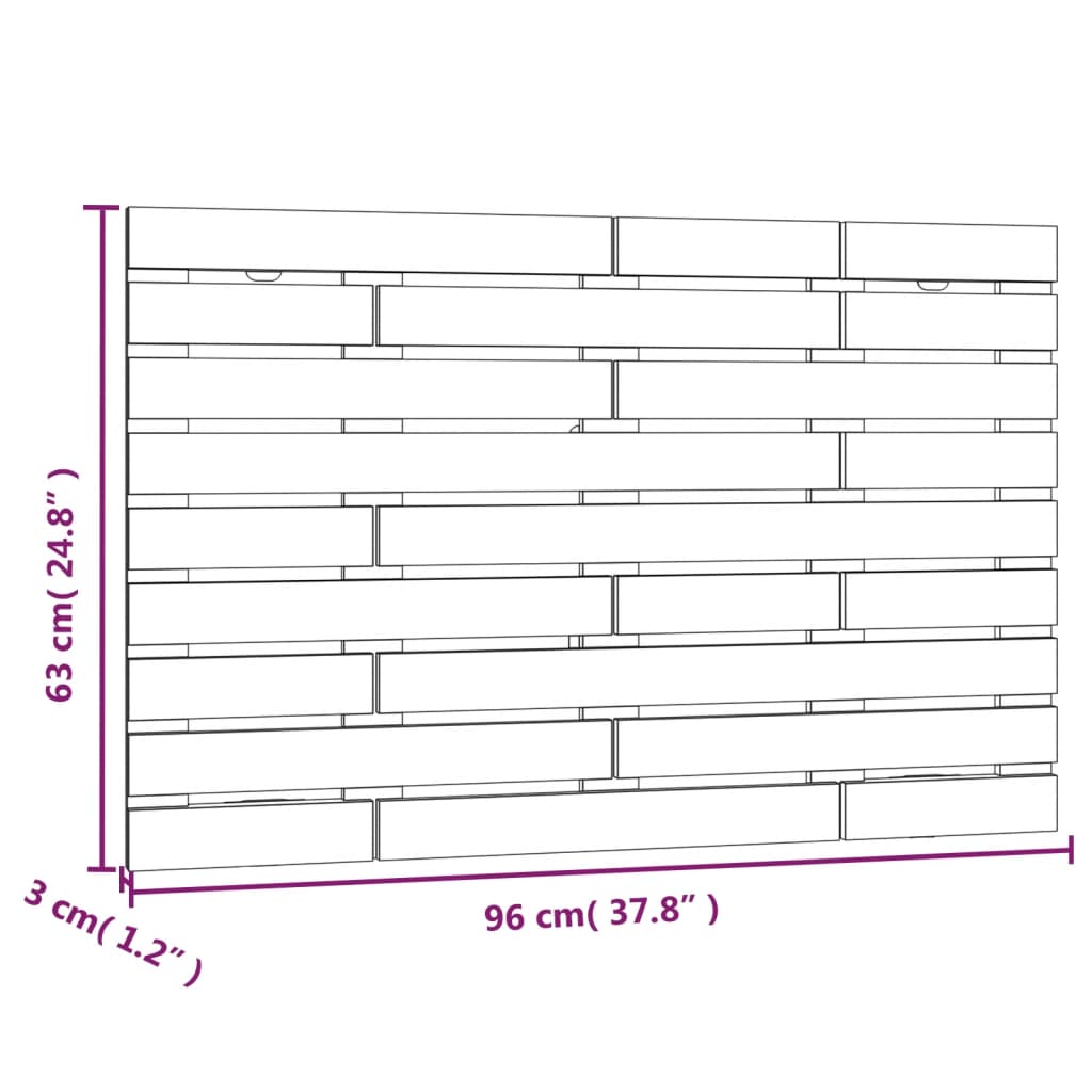 Veggmontert sengegavl svart 96x3x63 cm heltre furu