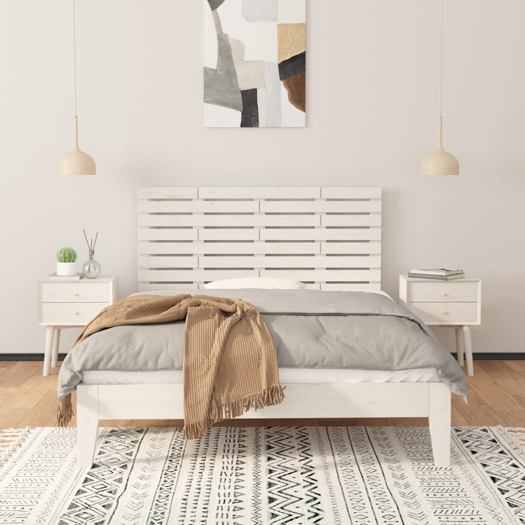 Veggmontert sengegavl hvit 146x3x63 cm heltre furu