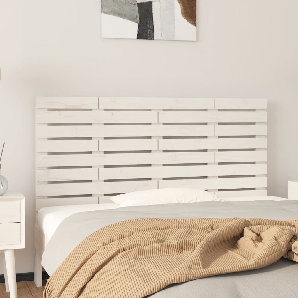 Veggmontert sengegavl hvit 146x3x63 cm heltre furu